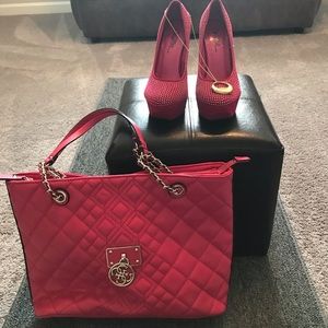 Women fushia heels with studs